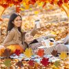 24 Pcs Fall Wooden Table Signs Maple Leaf Wood Table Decoration Fall Thanksgiving Tiered Tray Decoration Thanksgiving