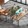71 Inch Computer Desk with USB Ports, Large Office Desk, Long Study Student Writing Desk, Rustic Brown
