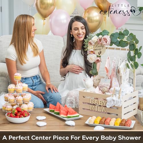 Wooden Baby Shower Crate Closet - Customizable Wooden Crate Box with Dual Rod System, Personalized Baby Shower Basket Alphabet