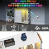 Dresser for Bedroom with Clothes Rack Side Pockets White 5 Drawers Dresser with Charging Station LED Lights Sturdy Steel Frame