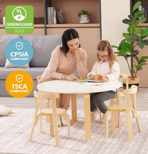 Wooden Kids Chair, Toddler Chair for Table, Kids Stackable Chairs, Kid Wooden Furniture for Family/Playroom/Classroom（Set of