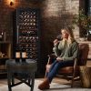 Medieval Retro Wine Barrel Design Coffee Table Wooden Round Creative End Table for Indoor Outdoor, 23" Brown Barrel Tables for