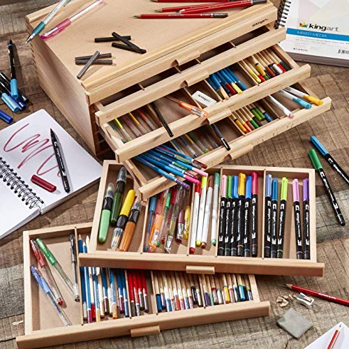 723N Wood 6-Drawer Artist SUPPLY STORAGE BOX, 15-3/4” W x 10” D x 6-1/2” H, Natural Finish, Storage for Art Materials including